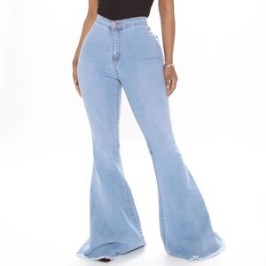 Fashion Nova | Got What You Want Flare Leg Jeans - Light Blue Wash